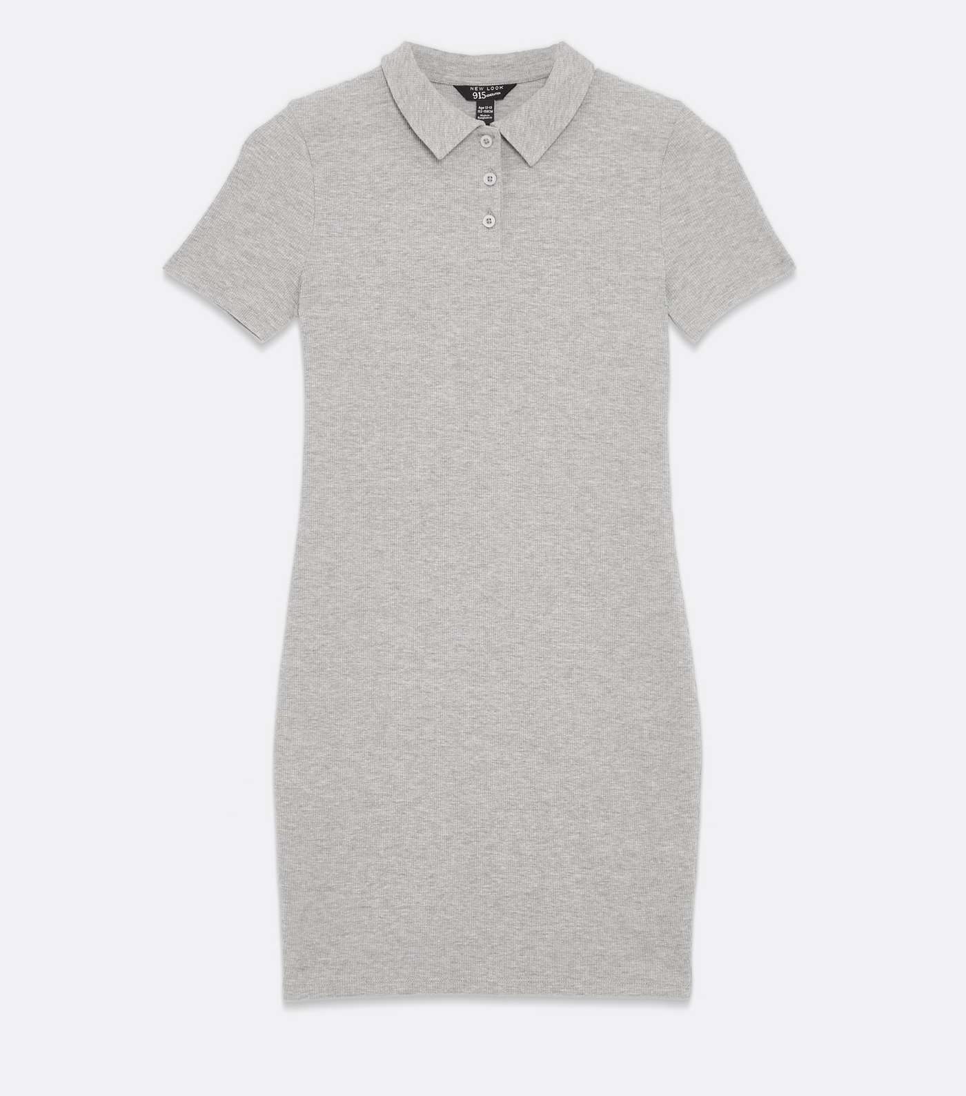 Girls Grey Ribbed Jersey Short Sleeve Polo Dress Image 5