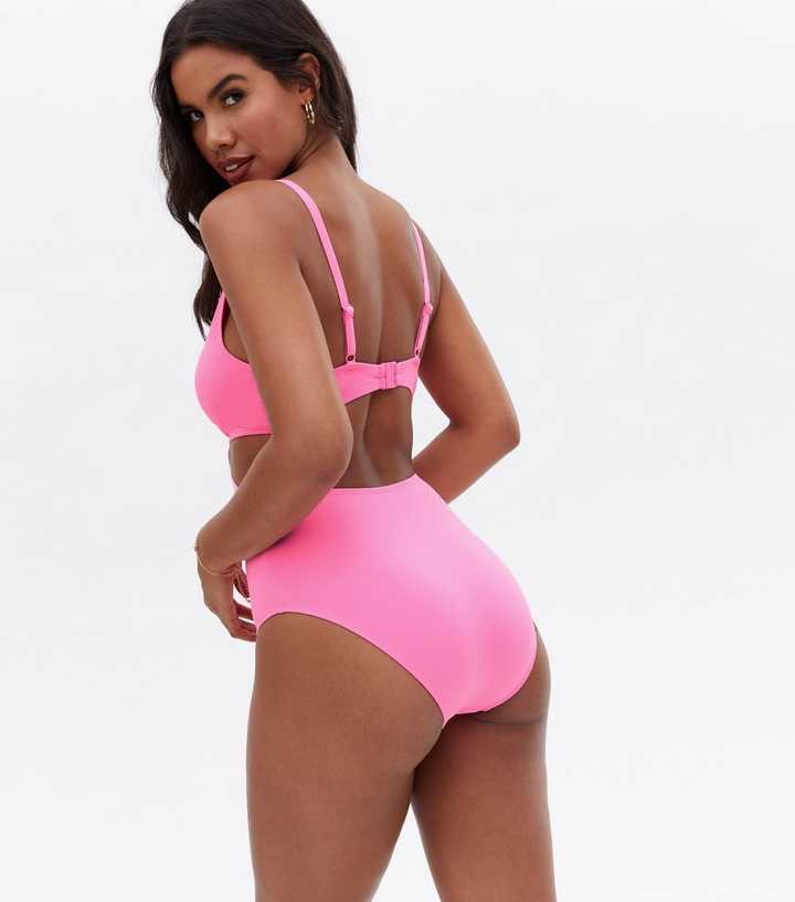 Bright Pink Cut Out Diamanté New Look Heart | Swimsuit
