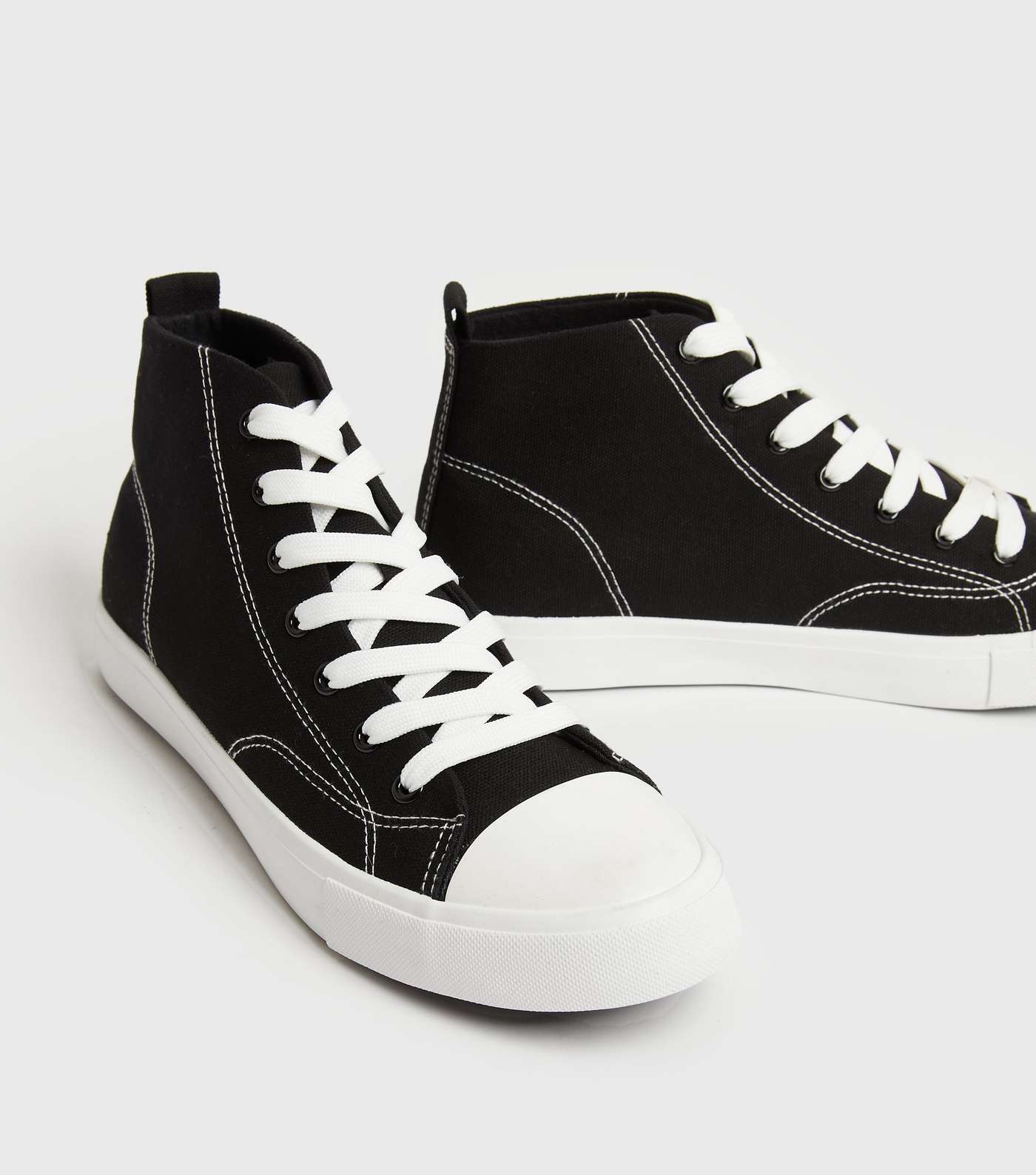 Black Canvas High Top Trainers Image 3