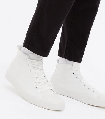White Canvas High Top Trainers | New Look