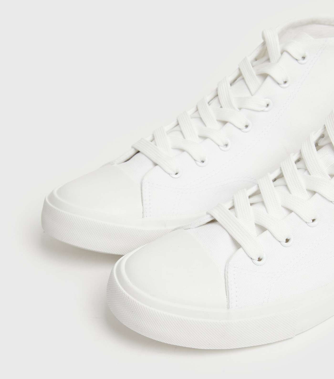 White Canvas High Top Trainers Image 4