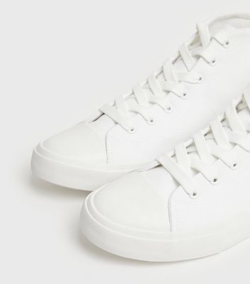 White Canvas High Top Trainers | New Look