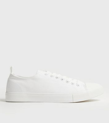 White Canvas Lace Up Trainers