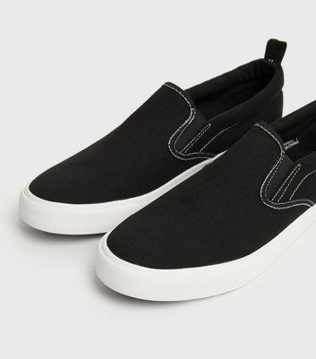 Black Canvas Slip On Trainers