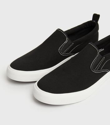 Black canvas deals slip on shoes