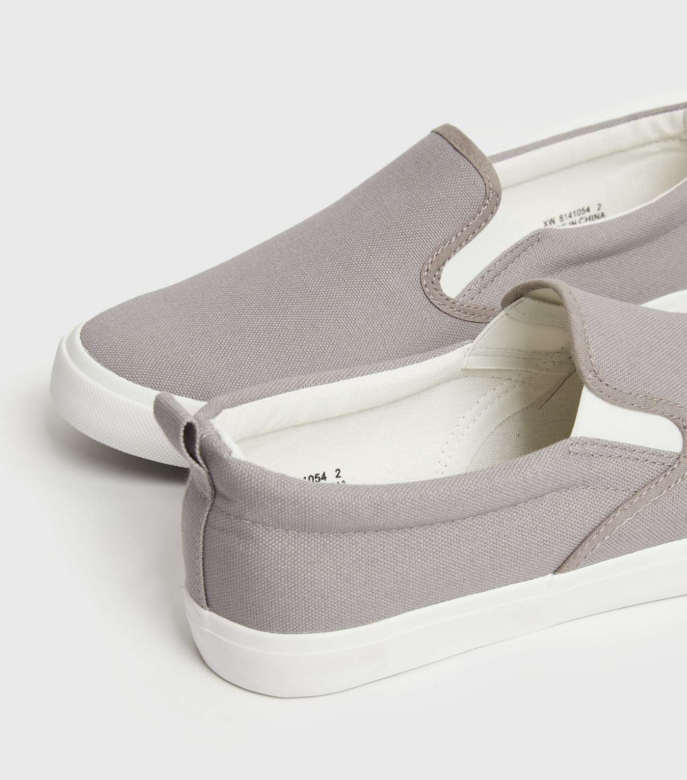 Pale Grey Canvas Slip On Trainers Image 4