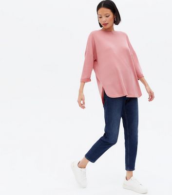 Click to view product details and reviews for Mid Pink Fine Knit Long Curved Hem Top New Look.