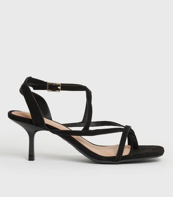 Black Suedette Strappy Stiletto Heels | New Look