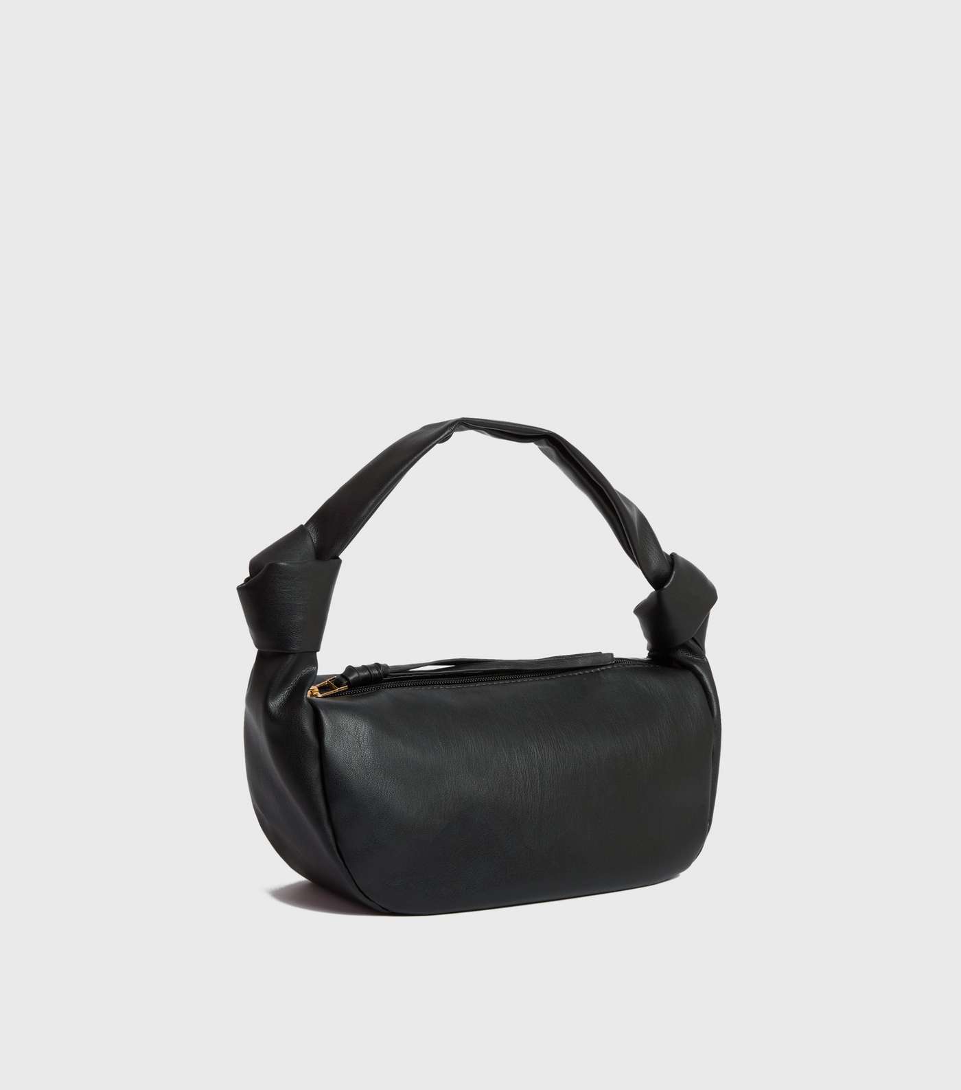 Black Leather-Look Knot Shoulder Bag Image 3