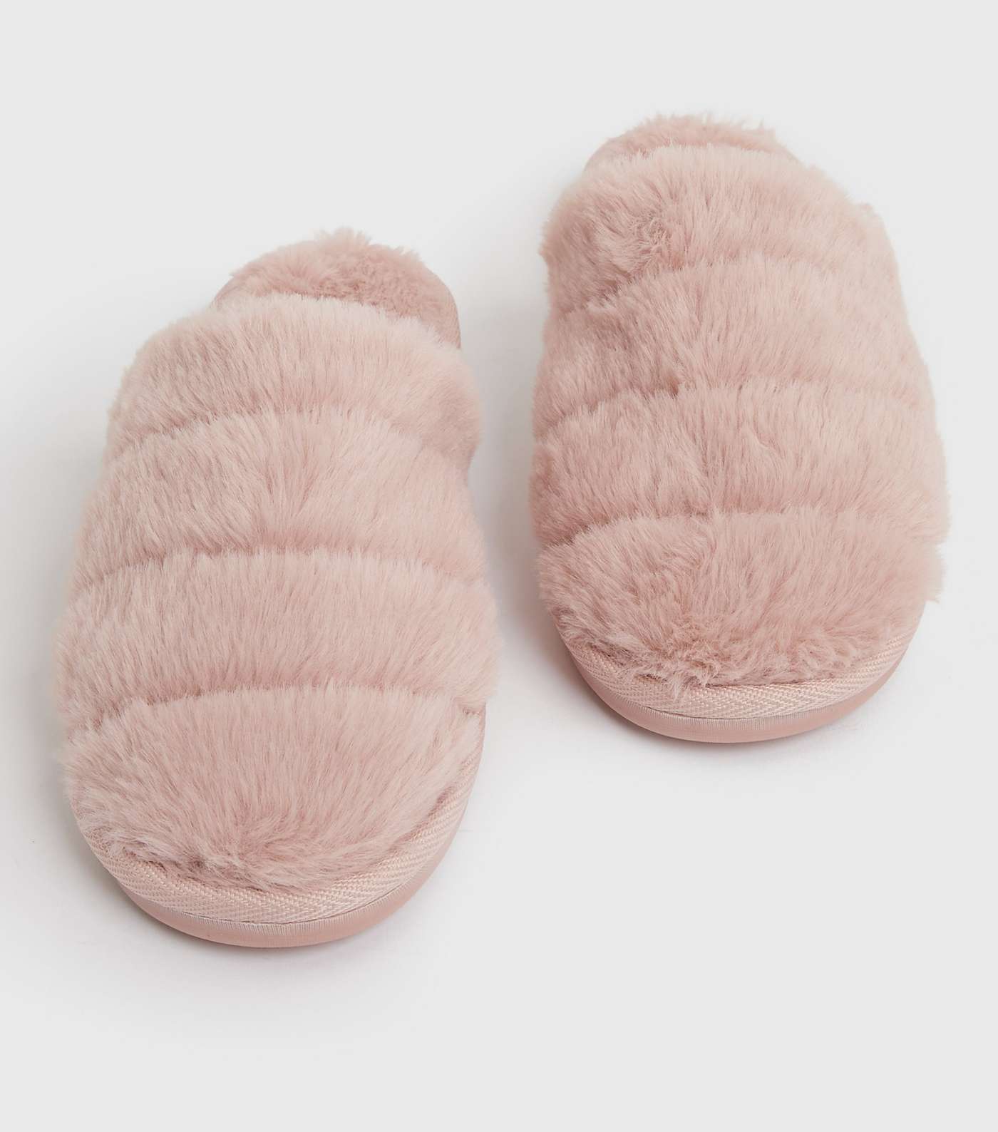 Pink Faux Fur Mule Slippers Image 3