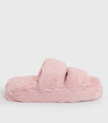 womens fluffy slider slippers