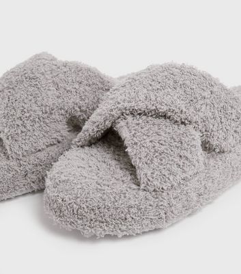 grey cross strap slippers