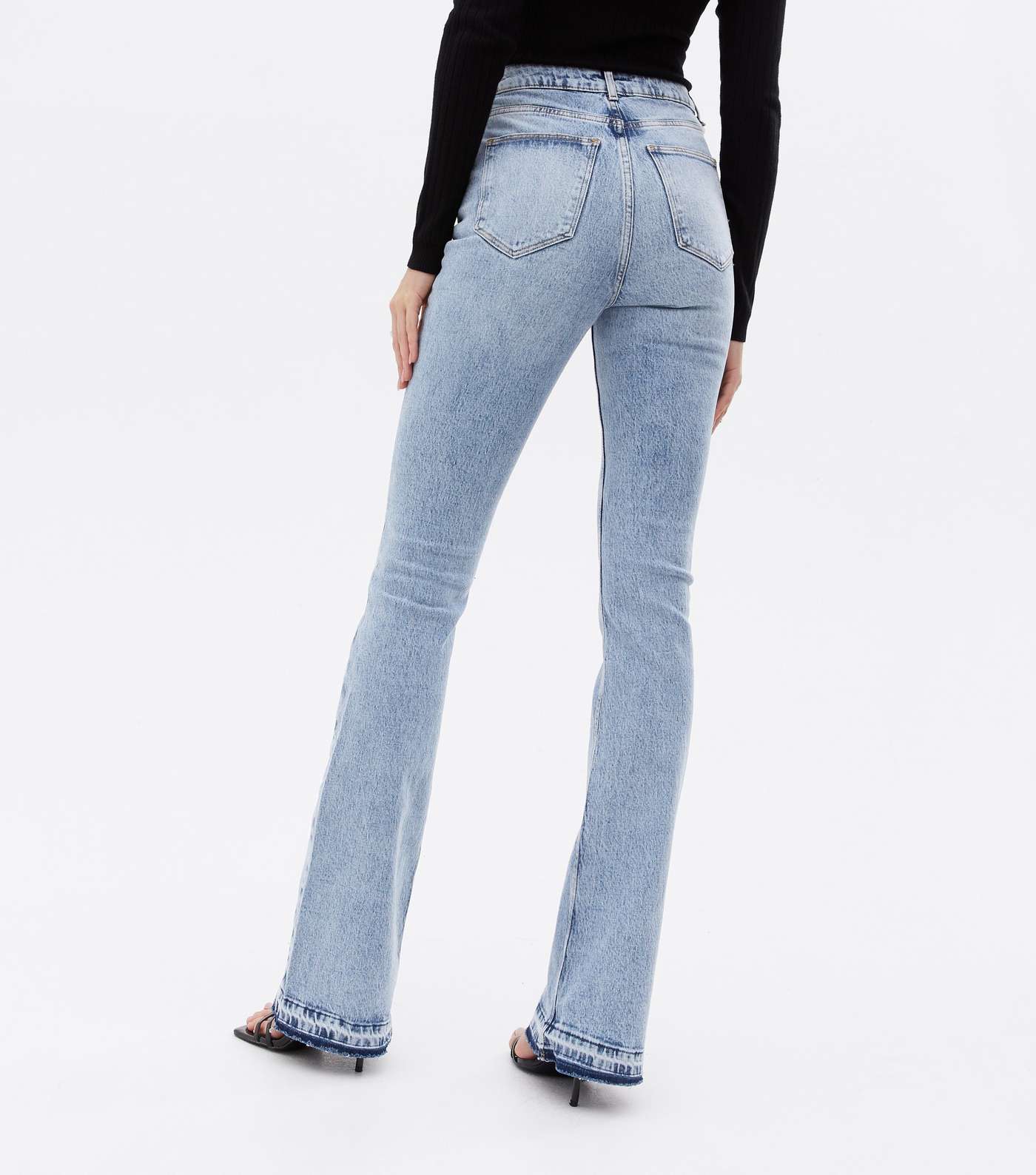 Tall Blue Bleach Wash Mid Rise Flared Brooke Jeans Image 4