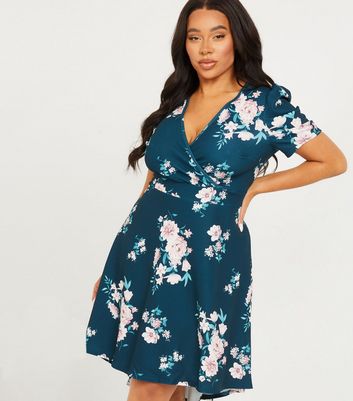 floral wrap dress green
