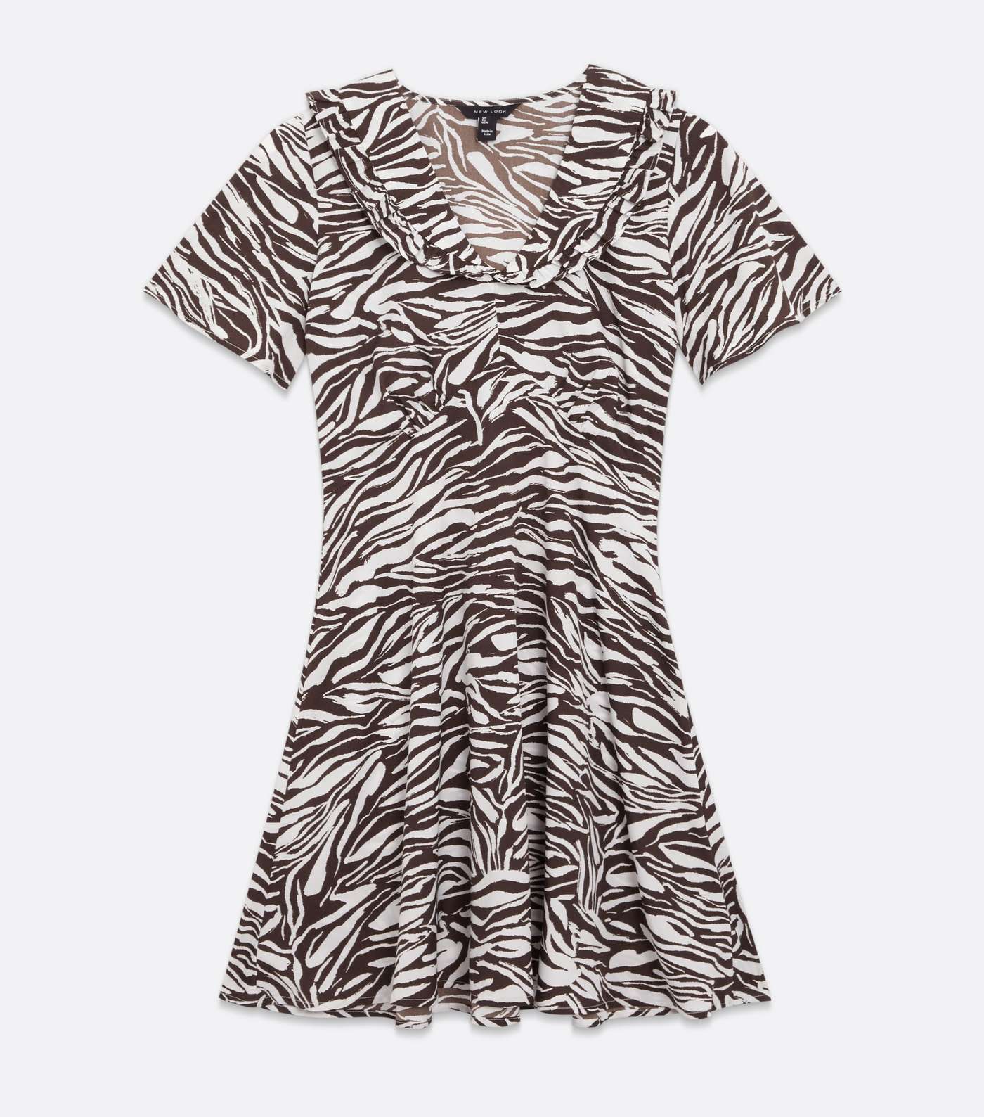 Brown Zebra Print Frill Collar Mini Dress Image 5