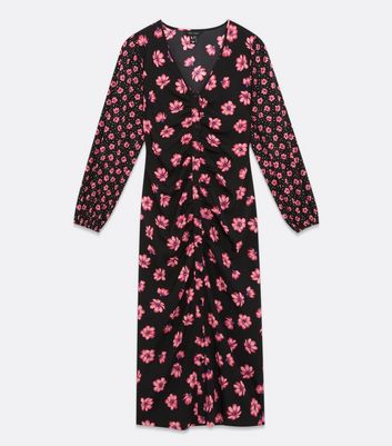 Bimba Y Lola V-neck Ruched Midi Dress in Pink