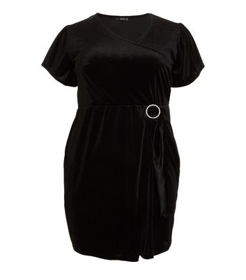 Click to view product details and reviews for Quiz Curves Black Velvet Buckle Wrap Mini Dress New Look.