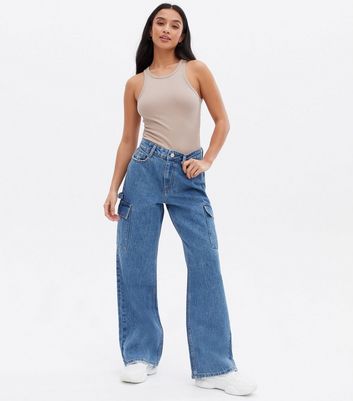 Petite Blue Utility Pocket High Waist 