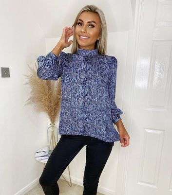leopard print high neck blouse
