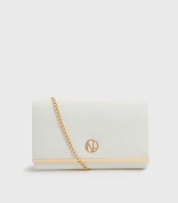 White and gold deals clutch bag