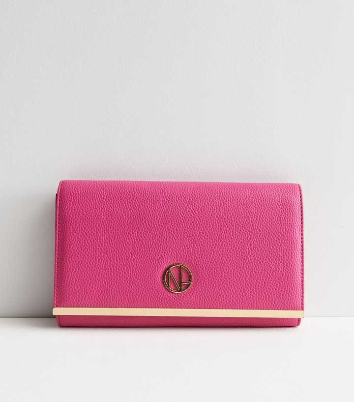 Bright Pink Embellished Chain Clutch Bag