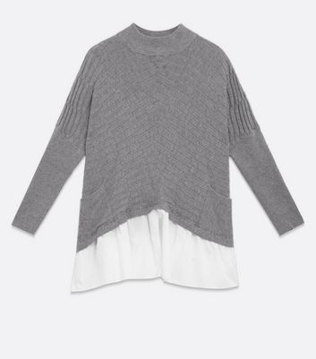 Cameo Rose Grey Ribbed Knit 2 in 1 