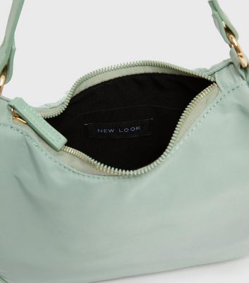 shop for Mint Green Quilted Leather-Look Trim Shoulder Bag New Look at Shopo