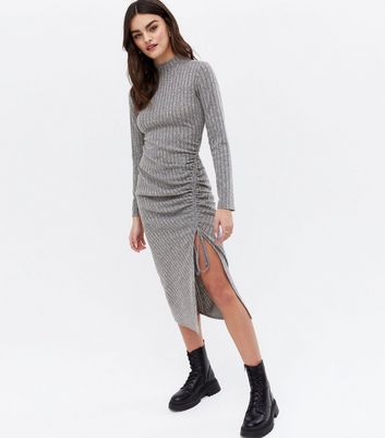 gray ruched dress