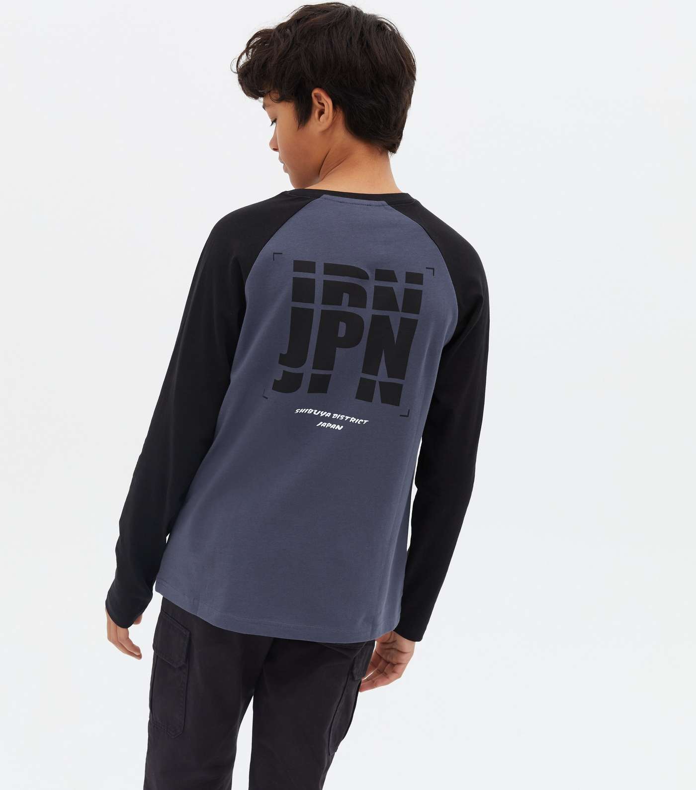 Boys Blue Japan Front and Back Logo Raglan T-Shirt Image 4