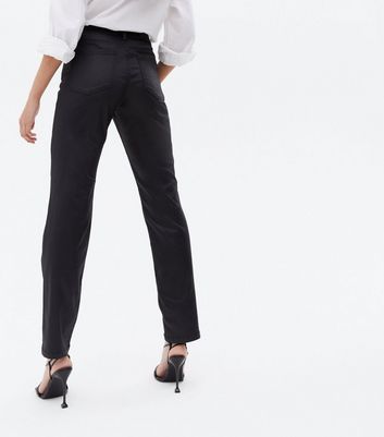 Noisy May Black Leather-Look Slim Jeans 
