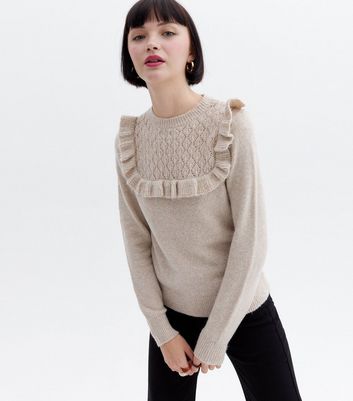 Click to view product details and reviews for Cream Pointelle Knit Frill Jumper New Look.