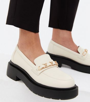 shop for White Chain Trim Chunky Loafers New Look Vegan at Shopo