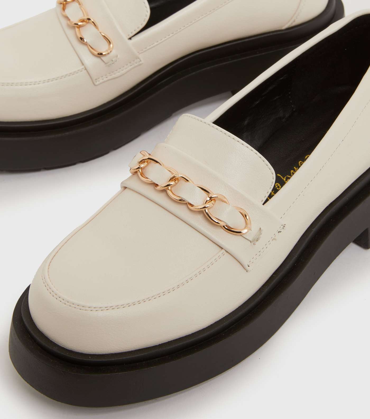 White Chain Trim Chunky Loafers Image 4