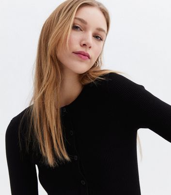 Click to view product details and reviews for Black Ribbed Crew Neck Cardigan New Look.