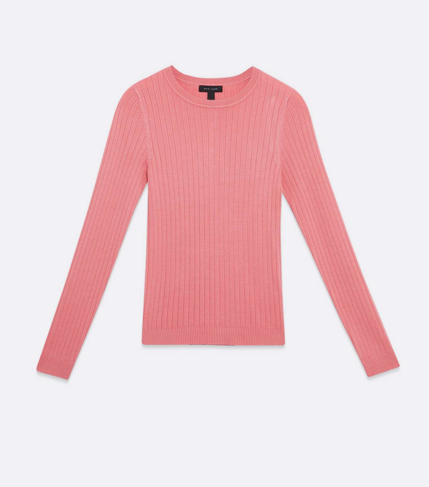 Mid Pink Ribbed Crew Neck Long Sleeve Top Image 5