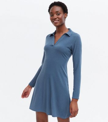 ribbed polo mini dress