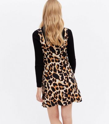 Leopard print hotsell pinafore dress