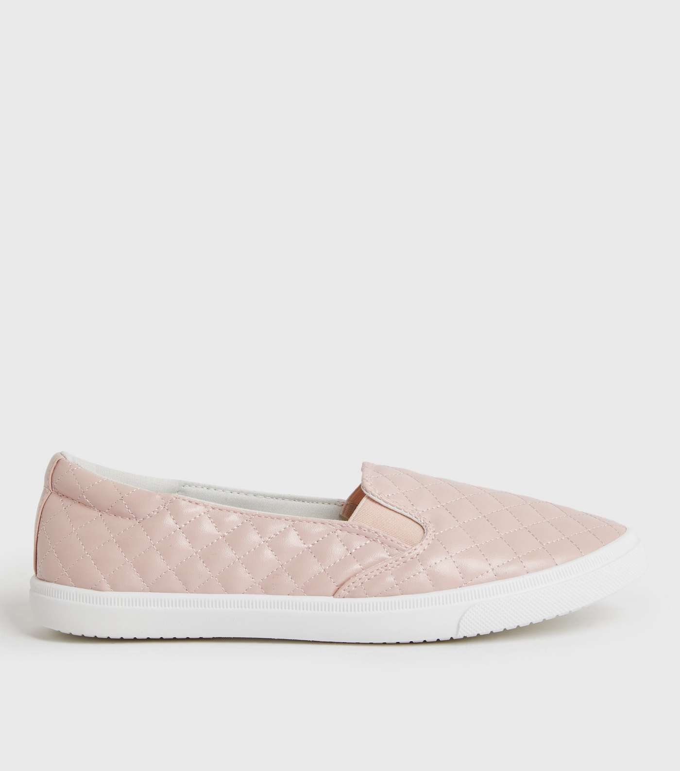 Pink Leather-Look Quilted Slip On Trainers