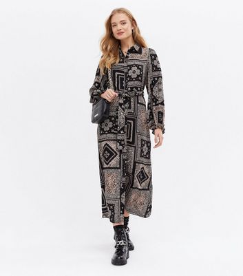 Click to view product details and reviews for Brown Paisley Leopard Print Midaxi Shirt Dress New Look.