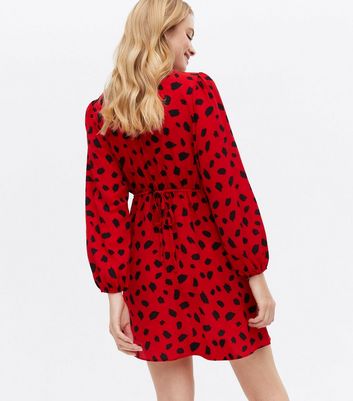 Red leopard sale print tea dress