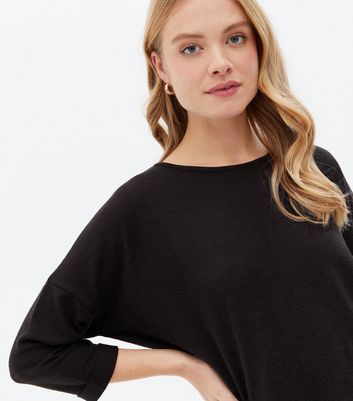 black fine knit top