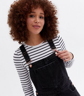 Click to view product details and reviews for Black Denim Pocket Front Pinafore Dress New Look.