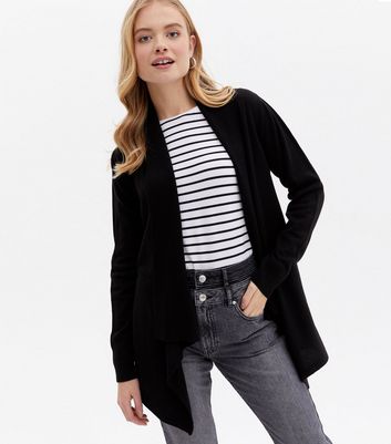 Ladies black hot sale waterfall cardigan