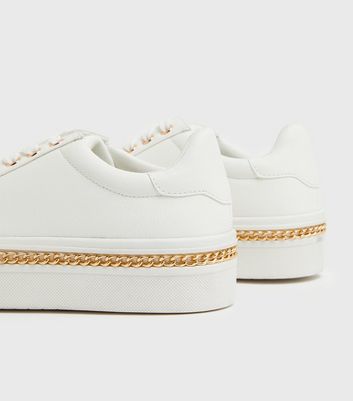 shop for White Chain Trim Chunky Lace Up Trainers New Look Vegan at Shopo