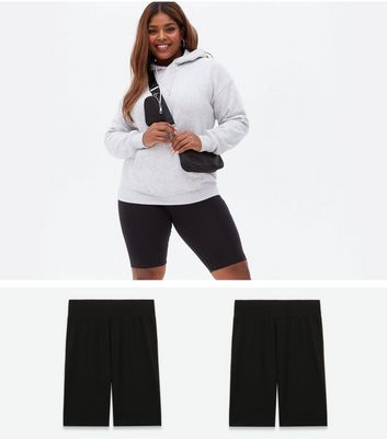 Curves 2 Pack Black Cycling Shorts New Look