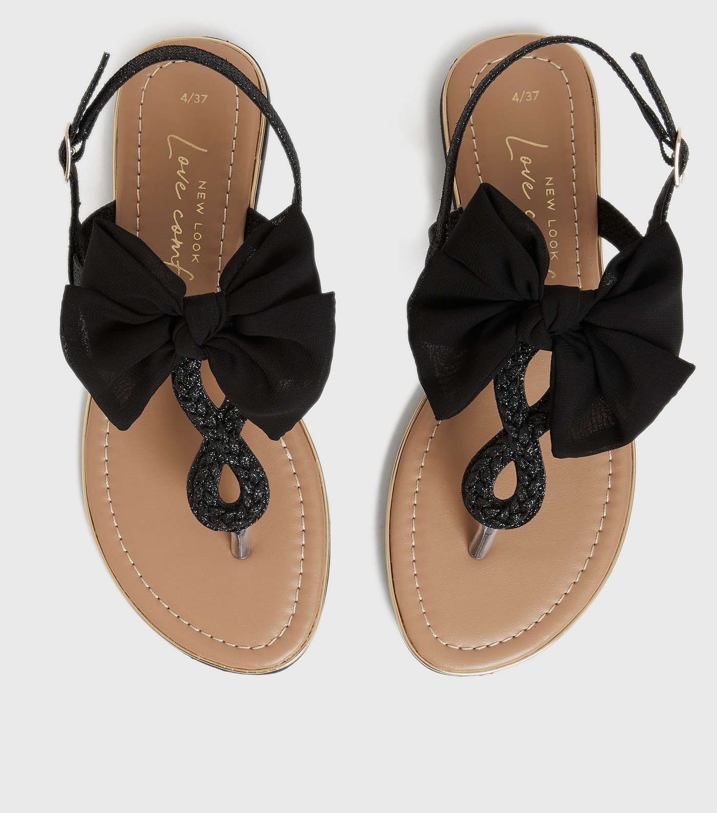 Black Glitter Bow Slingback Sandals