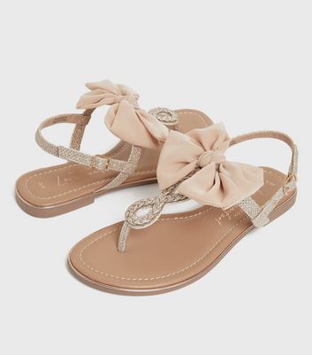 Rose gold bow discount sandals