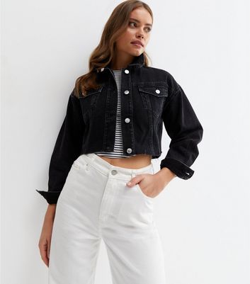 Black denim jacket shop womens new look