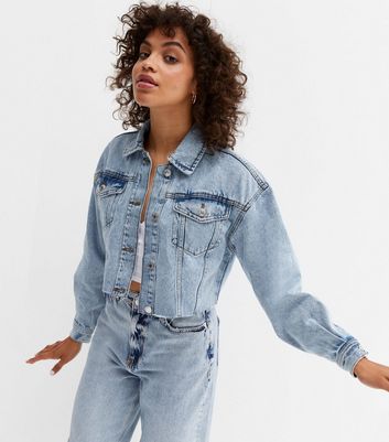 Buy online Side Tape Cropped Denim Jacket from western wear for Women by  Buynewtrend for ₹399 at 73% off | 2024 Limeroad.com
