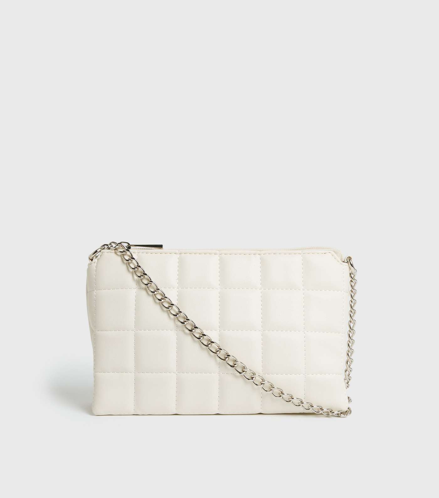 White Checkerboard Quilted Shoulder Bag